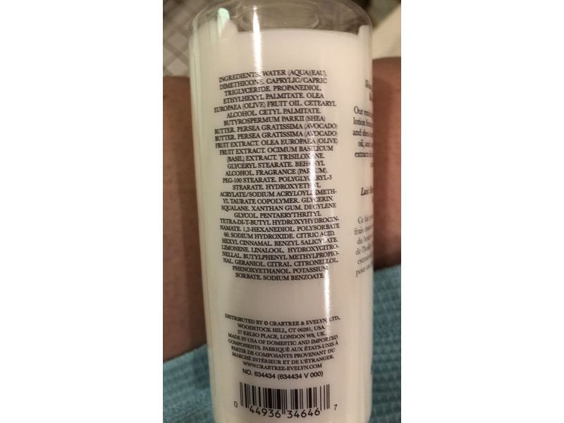 Crabtree & Evelyn Avocado Skin Revitalising Body Lotion, Olive & Basil, 8.5 fl oz/250 mL