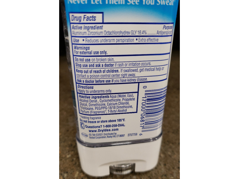 Dry Idea Anti-Perspirant & Deodorant, Unscented, 3 oz/85 g