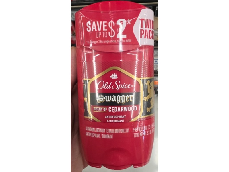 Old Spice Antiperspirant & Deodorant Twin Pack, Swagger, Scent Of Cedarwood, 2.6 oz/73 g