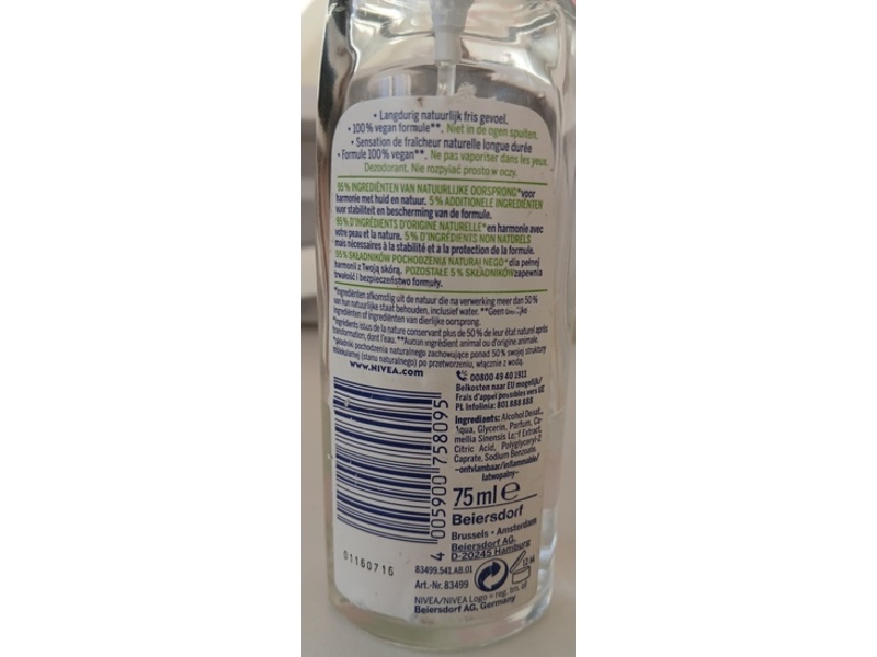 Nivea Naturally Good Deodorant, Bio Green Tea, 75 mL