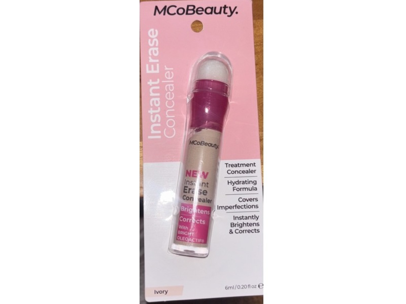 MCoBeauty Instant Erase Concealer, Ivory, 0.20 fl oz/6 mL