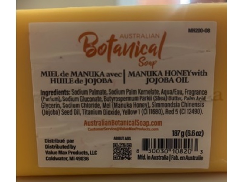 Australian Botanical Soap Manuka Honey Bar Soap, Jojoba Oil, 6.6 oz/187 g