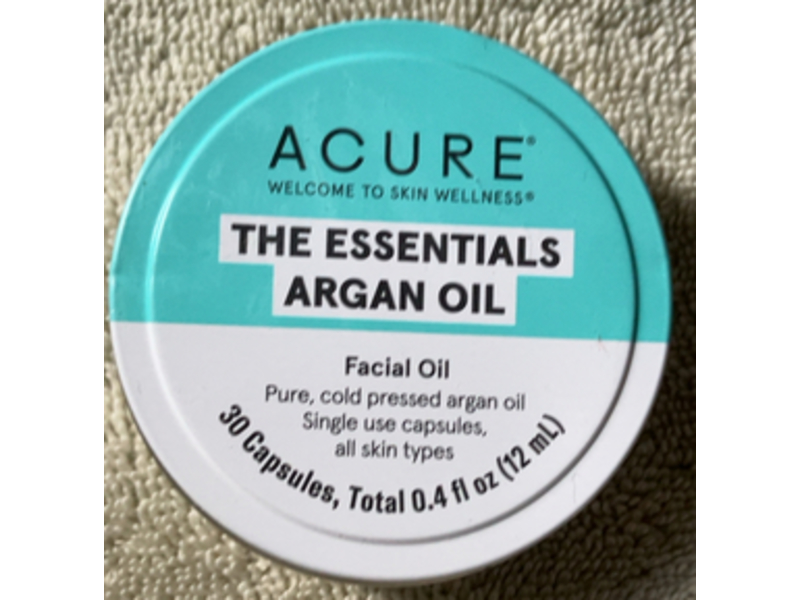 Acure The Essentials Facial Oil Capsules, Argan Oil, 0.4 fl oz/12 mL, 30 Count