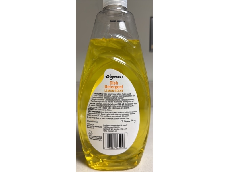 Wegmans Dish Detergent, Lemon Scent, 24 fl oz/709 mL