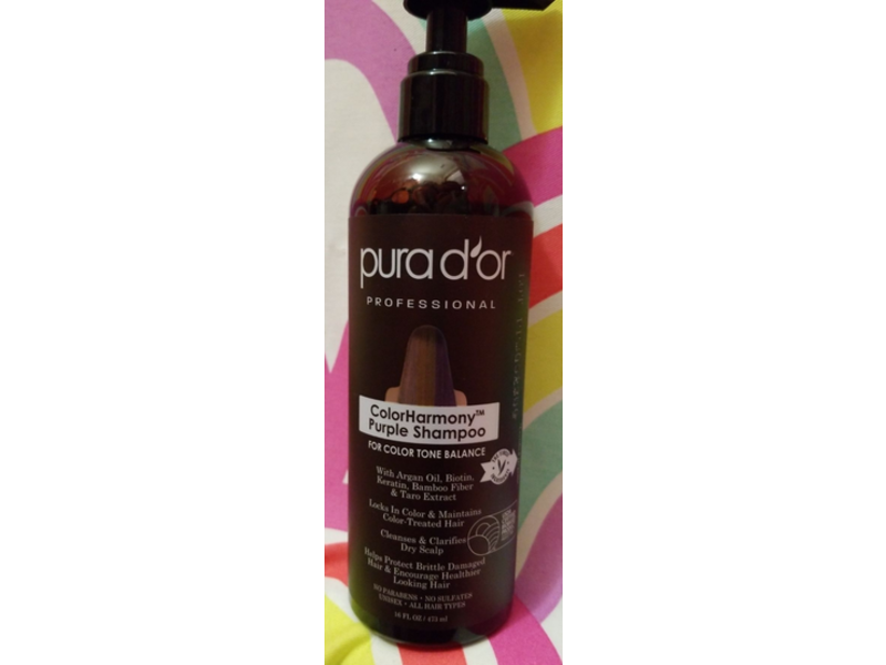 Pura d'or Color Harmony Purple Shampoo, Color Tone Balance, 16 fl oz/473 ml
