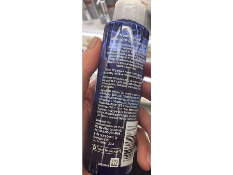 Neutrogena Ultra-Light Cleansing Oil, 4.0 fl oz/118 mL, Pack Of 2