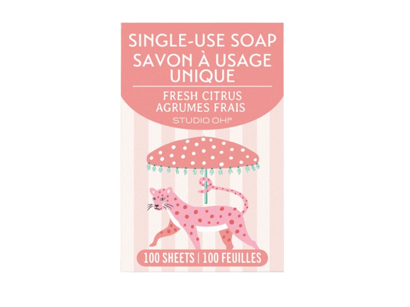 Studio Oh! Single-Use Soap, Fresh Citrus, Leopard On Parade, 100 Count