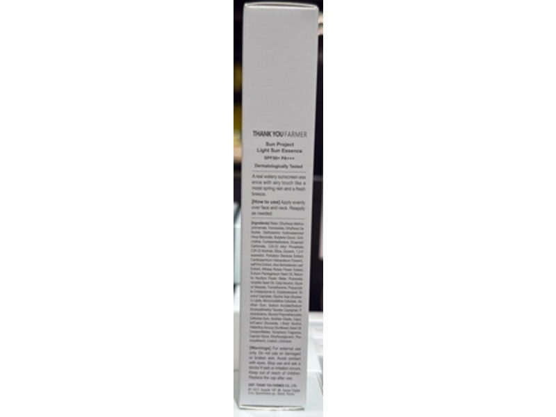 Thank You Farmer Sun Project Light Sun Essence, SPF 50+ PA+++, 1.40 fl oz/40 mL
