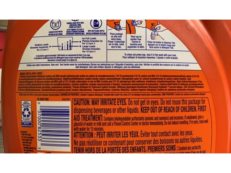 Tide Plus Liquid Laundry Detergent, Febreze Freshness Spring & Renewal, 100 Loads, 154 fl oz/4.55 L