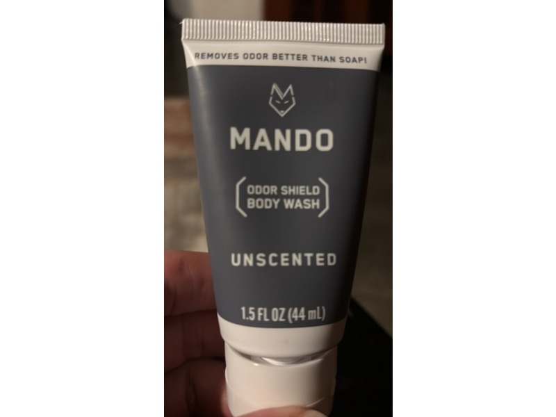 Mando Odor Shield Body Wash, Unscented, 1.5 fl oz/44 mL