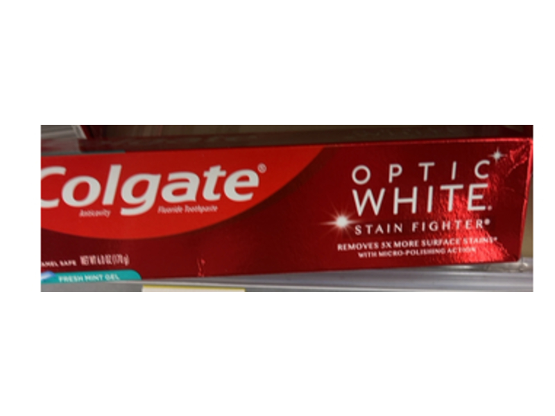Colgate Optic White Stain Fighter Anticavity Fluoride Toothpaste, Fresh Mint Gel, 6.0 oz/170 g