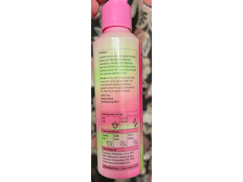 Eva Nyc Bounce Back Curl Reviving Hair Mist, Aloe Leaf + Cactus Flower, 5.4 fl oz/160 mL