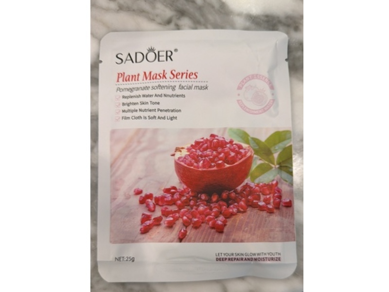 Sadoer Plant Mask Series Softening Facial Mask, Pomegranate, 25 g
