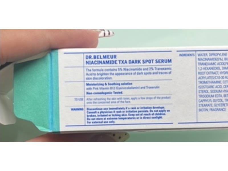 Dr. Belmeur Active Derma Dark Spot Serum, Niacinamide TXA, 1.01fl oz/30 mL