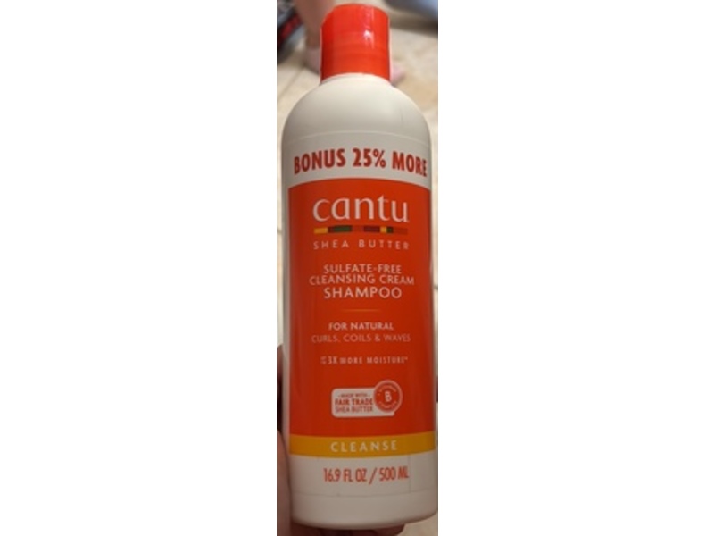 Cantu Sulfate-Free Cleansing Cream Shampoo, Shea Butter, 16.9 fl oz/500 mL