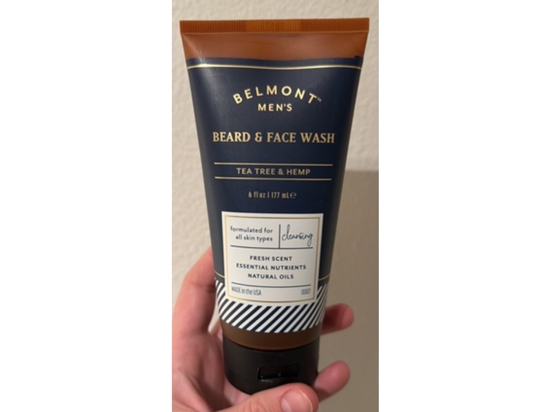 Belmont Mens Beard & Face Wash, Tea Tree & Hemp, 6 fl oz/177 mL