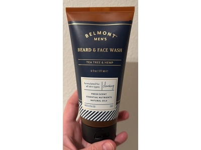 Belmont Mens Beard & Face Wash, Tea Tree & Hemp, 6 fl oz/177 mL