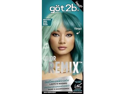 Got2b Color Remix Customizable Semi-Permanent Hair Color Kit, 097 Peacock Teal, Multi-Application