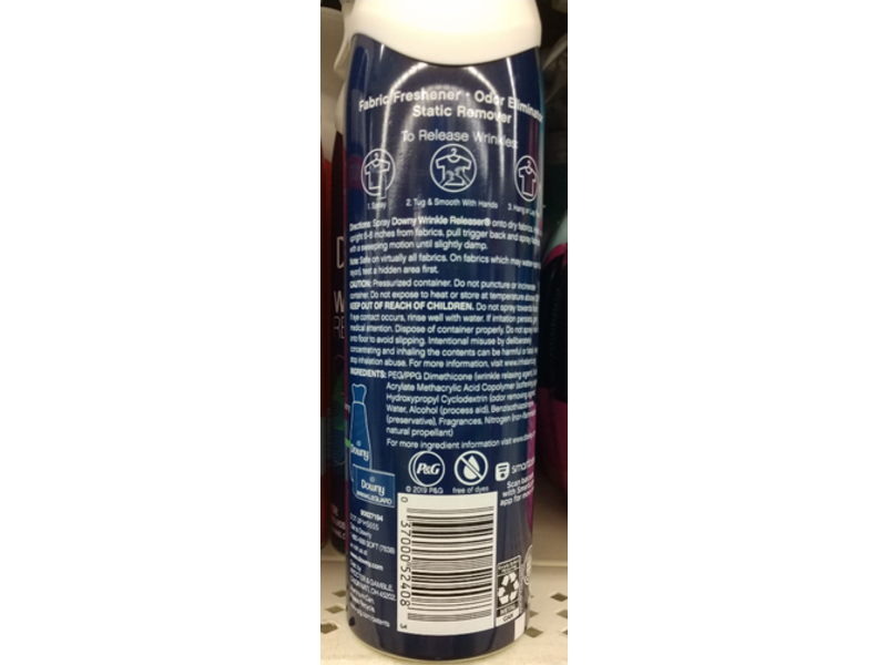 Downy Wrinkle Releaser Fabric Spray, Fresh Scent, 9.7 oz/275 g, Pack Of 2