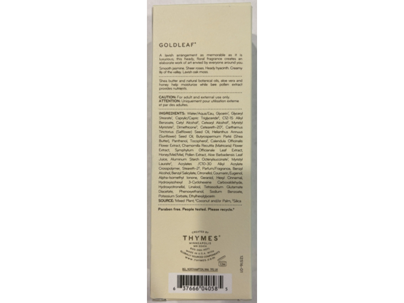 Thymes Goldleaf Hand Creme, 3 fl oz/90 mL