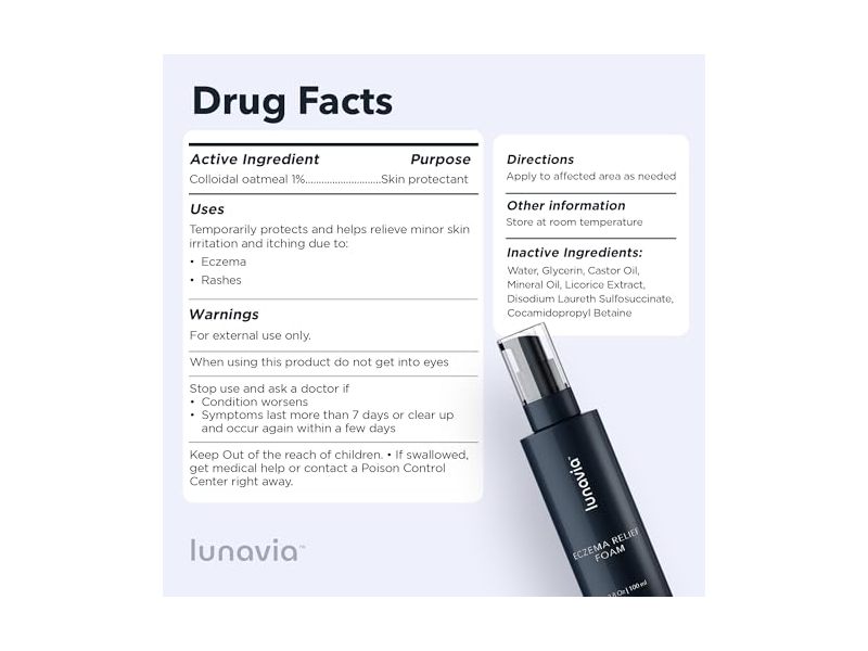 Lunavia Eczema Relief Foam, 3.3 fl oz/100 mL