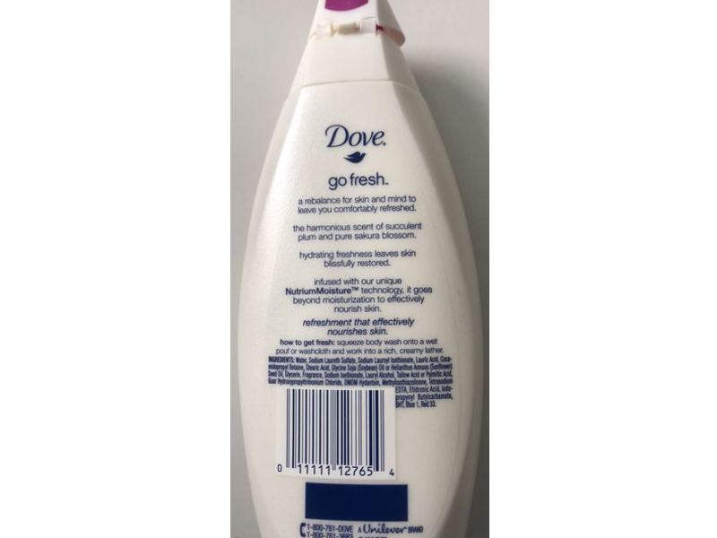 Dove Go Fresh Moisture Body Wash, Plum & Sakura Blossom, 6.67 fl oz