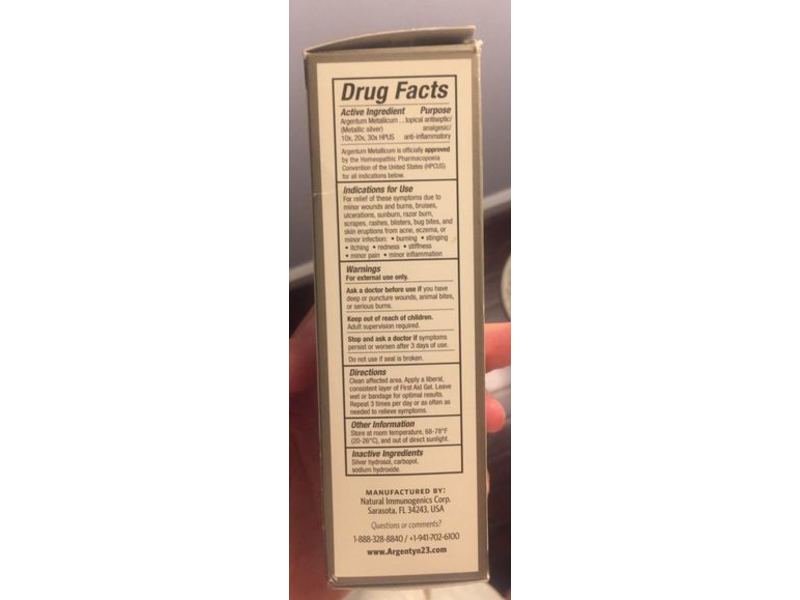 Argentyn 23 Homeopathic Medicine Professional Silver First Aid Gel, 2 fl oz/59 mL