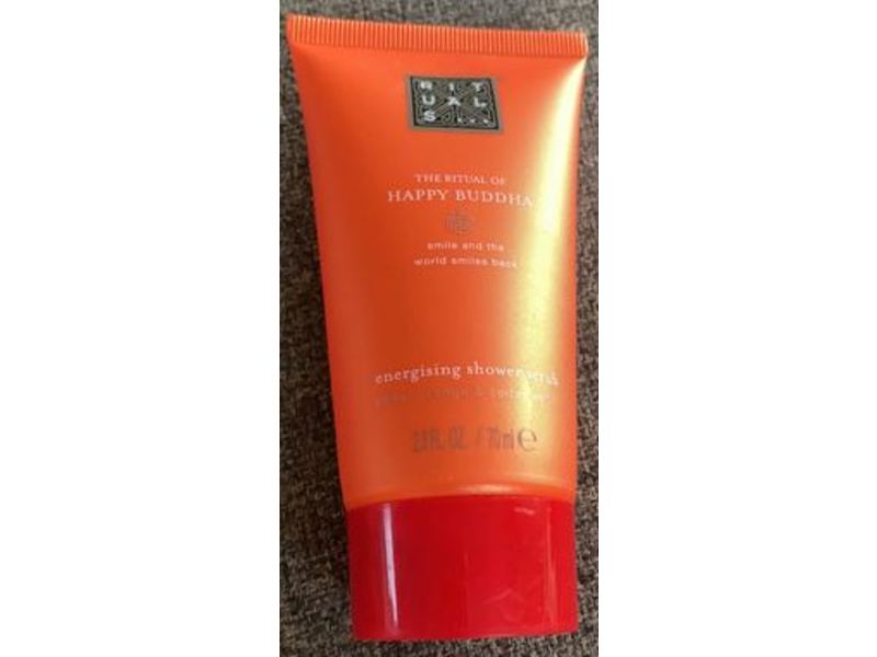 Rituals The Ritual Of Happy Buddha Energising Shower Scrub, Sweet Orange & Cedar Wood, 2.3 fl oz/70 mL