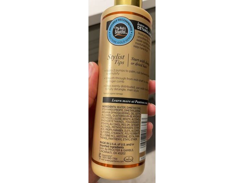 Pantene Gold Series Leave-On Detangling Milk, Argan Oil, 7.6 fl oz/225 mL