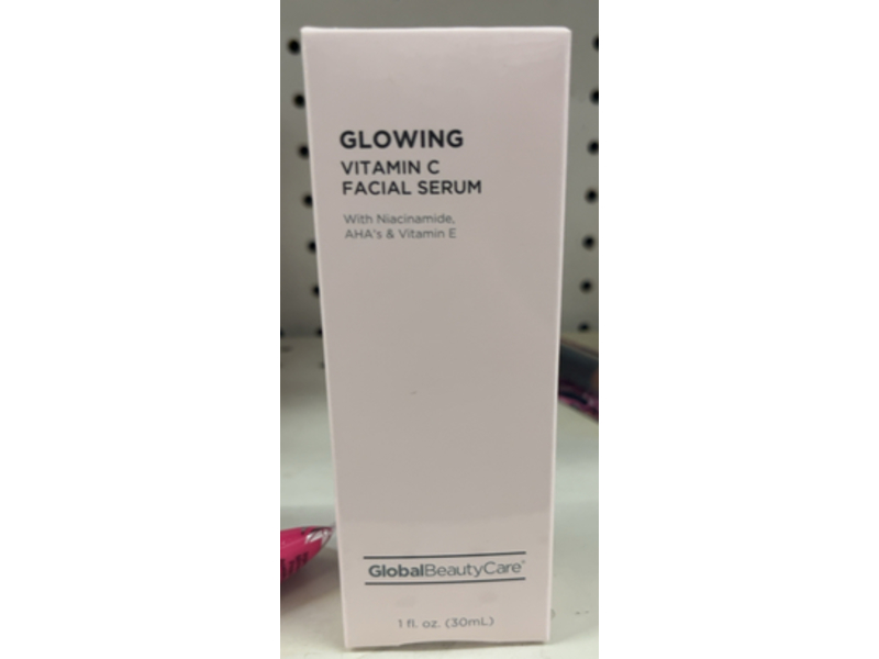 Global Beauty Care Glowing Vitamin C Facial Serum, Niacinamide + AHA & Vitamin E, 1fl oz/30mL