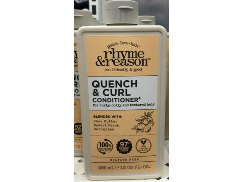 Rhyme & Reason Quench & Curl Conditioner, Sulfate Free, 13 fl oz/385 mL