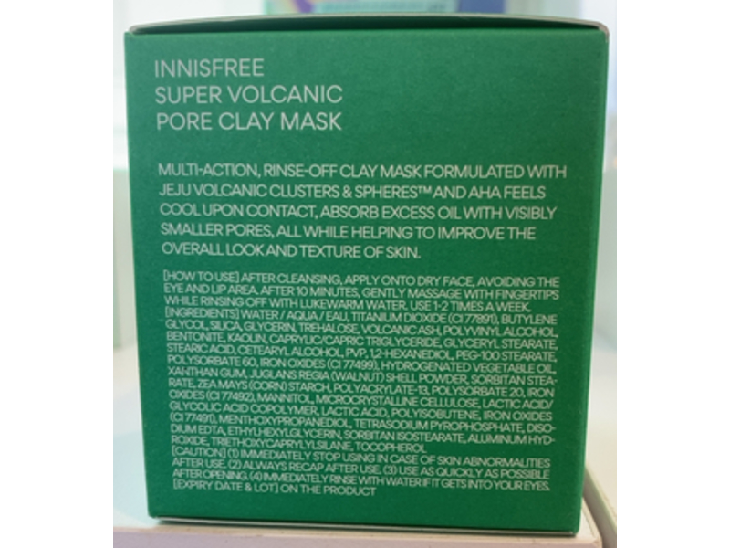 Innisfree Super Volcanic Pore Clay Mask, Volcanic Clusters + Aha, 3.38 fl oz/100 mL