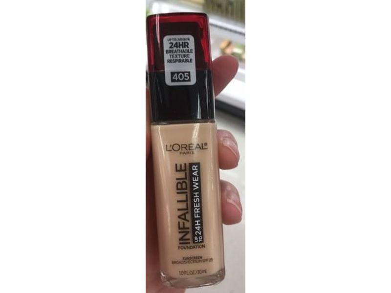 L'Oréal Paris Infallible Fresh Wear Foundation, 405 Porcelain, SPF 25, 1 fl oz/30 mL