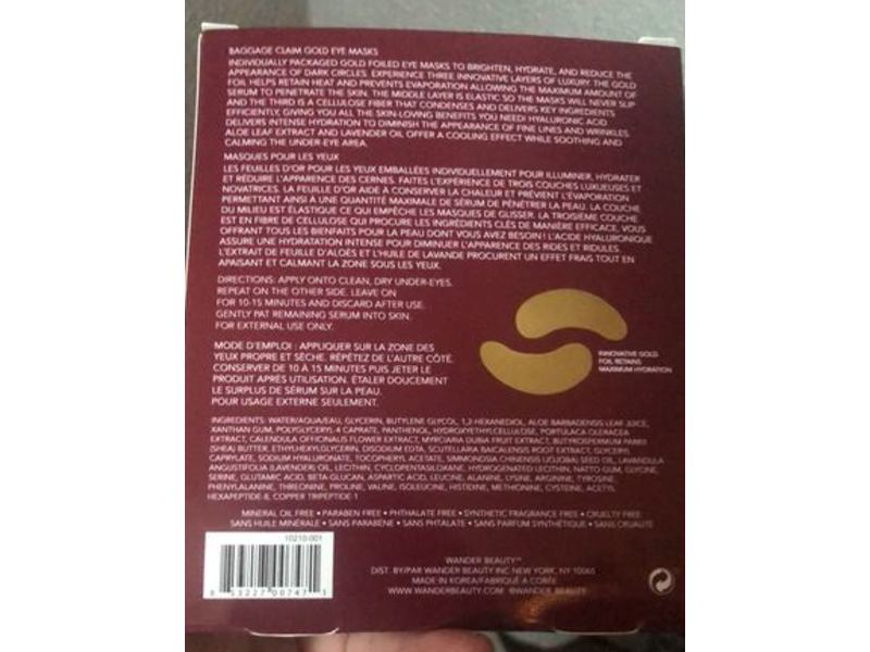 Wander Beauty Baggage Claim Gold Eye Masks, 6 Count