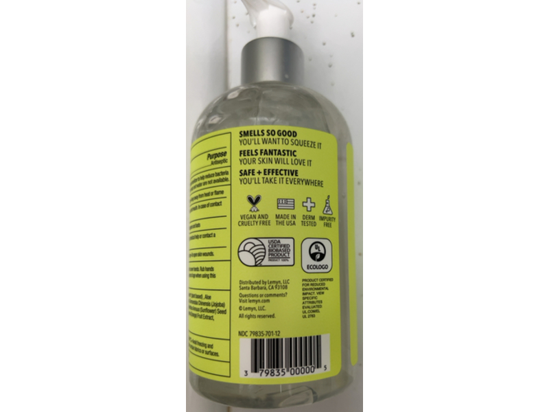 Lemyn Organics Medical Grade Hand Sanitizer Gel, 12 fl oz/355 mL