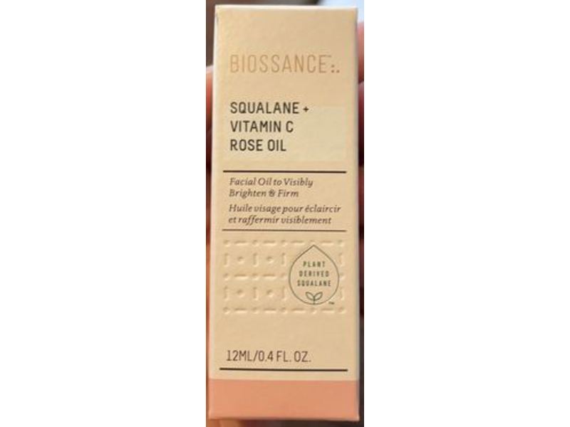 Biossance Serum, Squalane + Vitamin C Rose Oil, 0.4 fl oz/12 mL