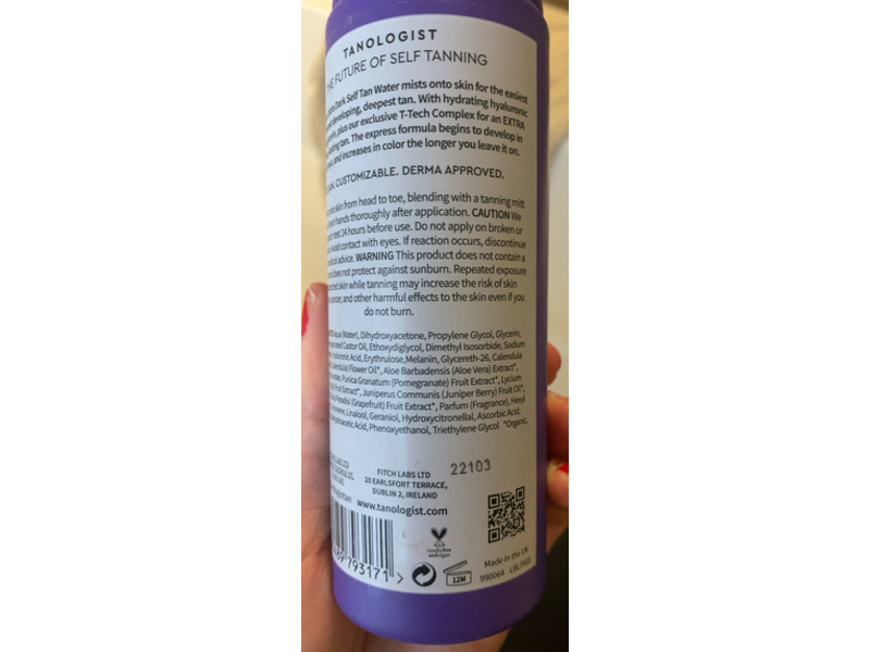 Tanologist Express Self Tan Water, Extra Dark, 6.76 fl oz/200 mL