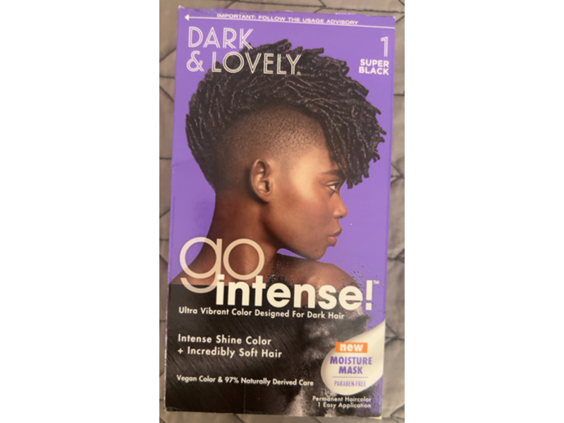 Dark & Lovely Go Intense Ultra Vibrant Permanent Hair Color, Super Black, 1 Application