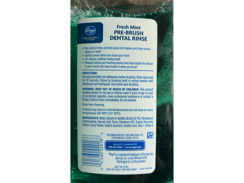 Kroger Pre-Brush Dental Rinse, Fresh Mint, 24 fl oz/710 mL