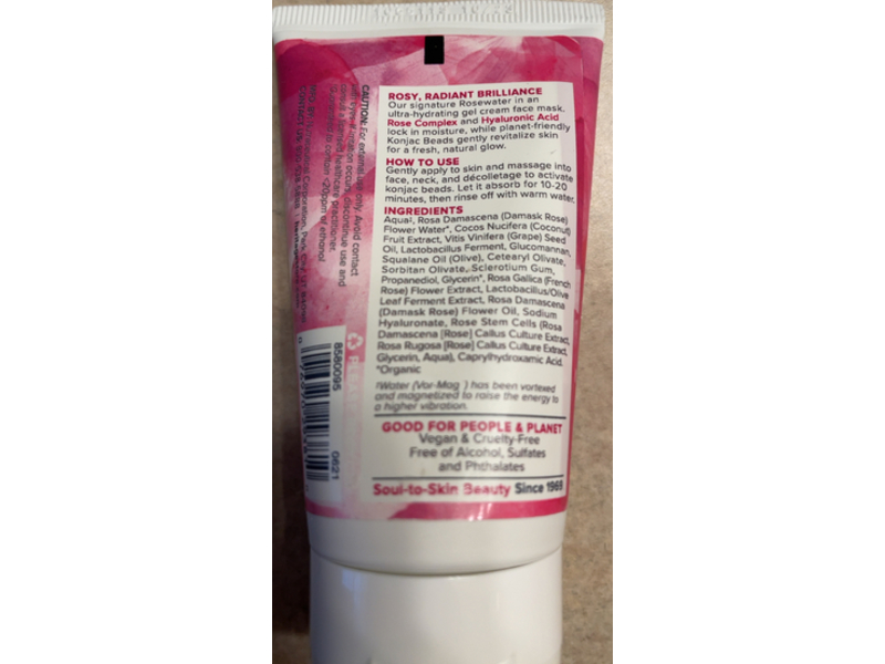 Heritage Store Hydrating Treatment Jelly Mask, Rosewater, 2 oz/60 g