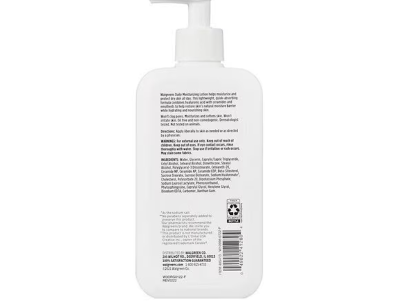 Walgreens Daily Moisturizing Lotion, Fragrance Free, 12.0 fl oz/355 mL