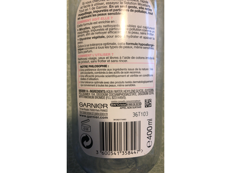 Garnier Solution Micellaire Tout en 1 Peaux sensibles, 400 mL