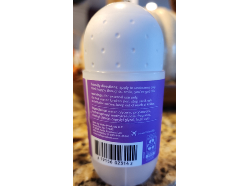 Hello Roll-On Deodorant, Lavender Vanilla, 1.60 fl oz/50 mL, Pack Of 2