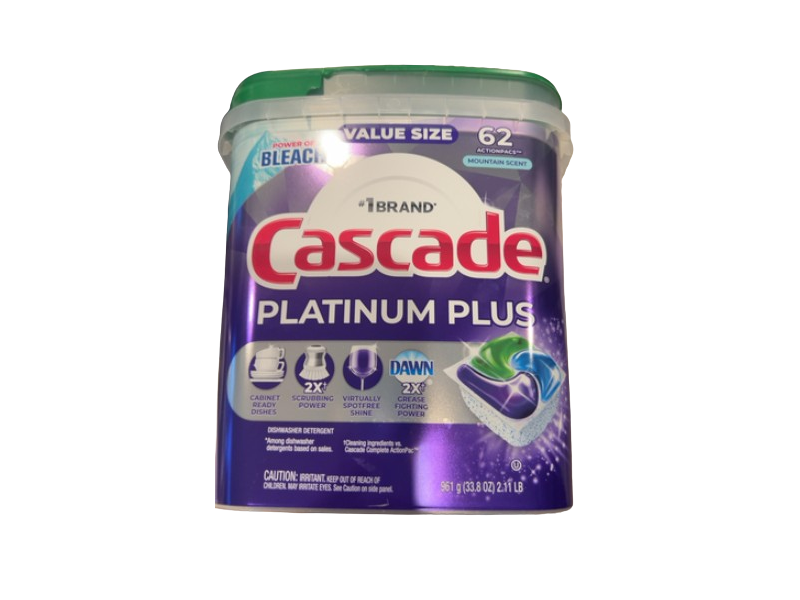 Cascade Platinum Plus ActionPacs, Mountain Scent, 33.8 oz/961 g, 62 Pacs