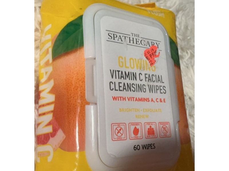 The Spathecary Glowing Facial Cleansing Wipes, Vitamin A, C & E, 60 Count