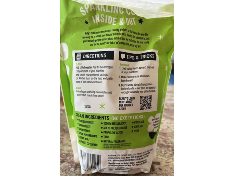 Molly's Suds Dishwasher Pods, Citrus, 29.63 oz/0.84 kg, 60 Count