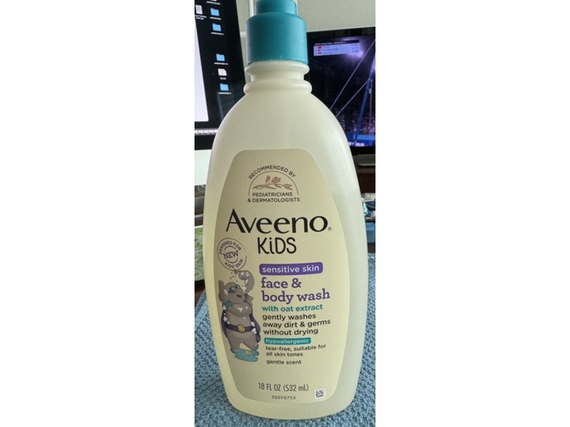 Aveeno Kids Face & Body Wash, Oat Extract, 18 fl oz/532 mL