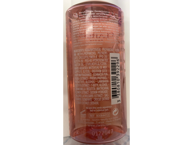 Clarins Soothing Toning Lotion, Chamomile & Saffron Flower Extracts, 3.3 fl oz/100 mL