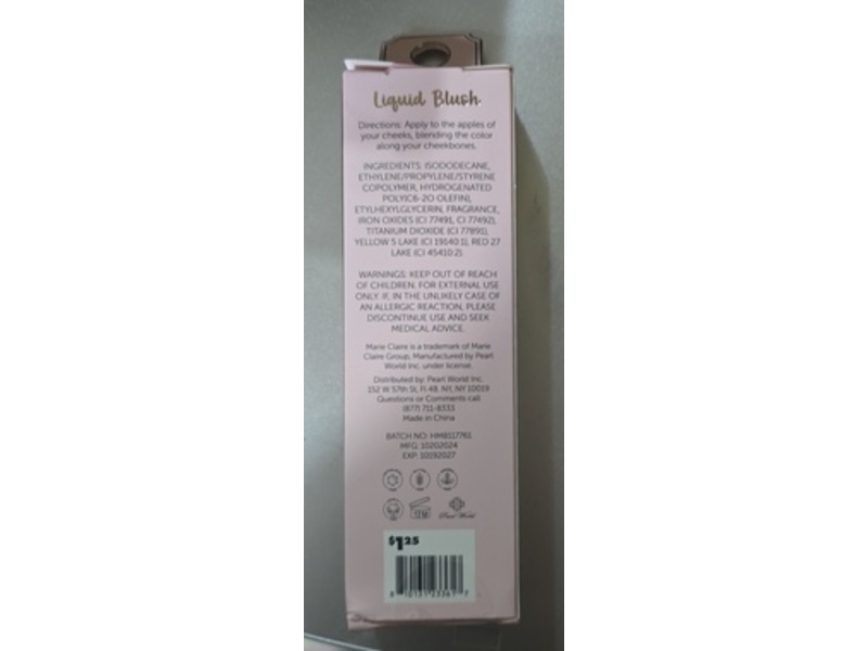 Marie Claire Liquid Blush, Soft Pink, 0.51 fl oz/15 mL