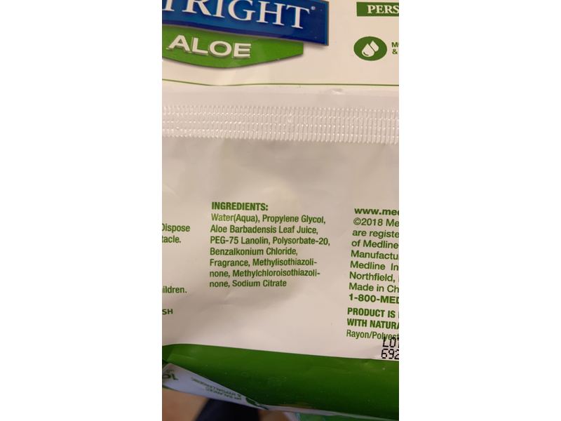 Medline Fitright Wipes, Aloe, 100 Count